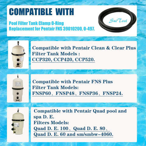 Tank Clamp O Ring Replacement For Pool And Spa D E Filter, 1/2 Inch Thick, 19.5 Inch Diameter, Fits CCP320 CCP420 CCP520 Clean And Clear Plus Models Manufactured After 2000, black O-ring seal
