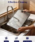 Double Sided Cutting Board With Stainless Steel Edge And Wheat Straw Side Non Toxic Chopping Board rinsed under tap