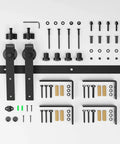 Heavy Duty Ceiling Mount Sliding Barn Door Hardware Kit For Single Door Black Finish Ceiling Track System components