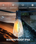 200Ft Outdoor String Lights Two Pack Vintage Edison LED Bulbs Shatterproof ST38 HalfWatt Dimmable Warm 2200K Weatherproof