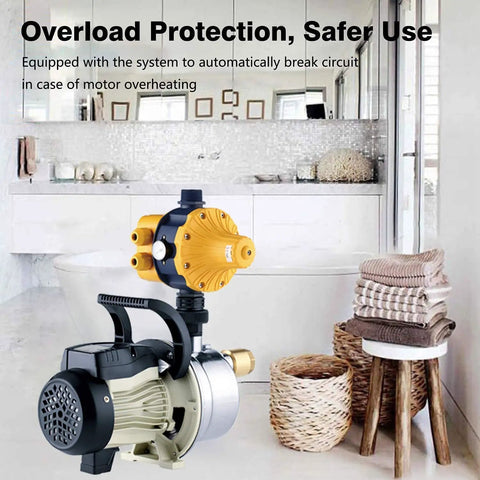 3/4 HP Water Pressure Booster Pump For Home Use Automatic Electric Self Priming Shallow Well Jet Pump 17 GPM 110V in bathroom