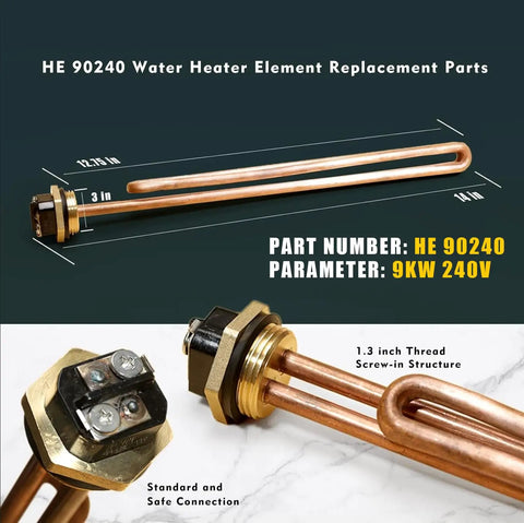 Replacement Copper Heating Element For EcoSmart ECO 18 27 36 Tankless Water Heaters 9KW 240V Screw In Element DIY Easy Install