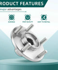Front Wheel Hub Repair Kit For Dodge Caliber Jeep Compass Patriot Mitsubishi Lancer Outlander Outlander Sport 2007 Through 2017 SUV AWD Or FWD Ready To Roll 2 Pieces Replaces 510090 And BR930558K displayed with product features highlighting durability, high quality, and easy installation.