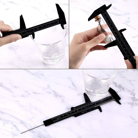 Plastic Vernier Caliper 0-6 Inch 0-150 mm Mini Sliding Gauge With Double Scale Built Tough For Students And Pros Durable Measuring Tool For Jewelry Eyebrow Mapping Tattoo Artists Office Use