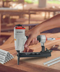 Heavy Duty Pneumatic Upholstery Stapler With 2 Inch Long Nose For Tight Corners 22 Gauge 1/4 To 5/8 Inch Staples in use