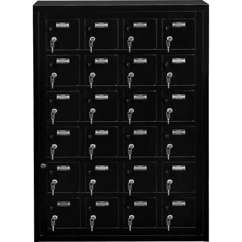 Real Tough Twenty Four Door Cell Phone And Tablet Locker Cabinet With Individual Key Compartments Heavy Duty Steel Build, 24 locked compartments.