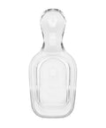 Clear Coffee Scoop For POP Storage Containers, 2 Tbsp 30 mL Capacity, fits under lid, top view showing measurement markings.