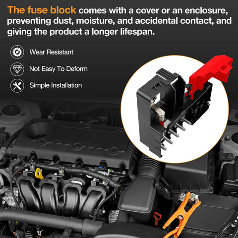 Badass Heavy Duty Battery Distribution Fuse Block Replacement Fits Chevy Silverado Gmc Sierra Cadillac Escalade Yukon Tahoe Suburban Factory Oem 84354716 22985570 displayed inside engine compartment with cover.