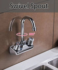 Beefy Pro Grade Commercial Kitchen Sink Faucet Wall Mount With 4 Inch Center Spout Gooseneck Dual Knob Handles Brass Construction Chrome Finish Mixer Tap For Bar And Utility Sinks
