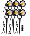 Six-pack Low Voltage 5W LED Landscape Lights Warm White 12V 24V Waterproof Outdoor Spotlights, adjustable 90° heads