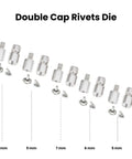 Double cap rivets die included in Pro Grade All In One Hand Press Fastener Kit For Rivets Eyelets Grommets And Snap Buttons.