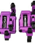 Top Shelf Mechanical Disc Brake Pair Aluminum Alloy Build For Mountain And Road Bikes Beast Mode Stopping Power in violet finish.