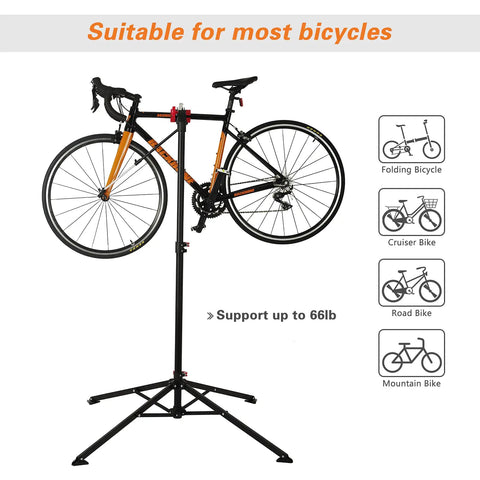 Bike Repair Stand Height Adjustable Work Station With 360 Degree Rotating Clamp And Quick Release Mechanism holding a road bike