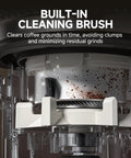 Built-in cleaning brush of Conical Burr Coffee Grinder With 40mm Stainless Steel Burrs, Precision Timer And LED Touchscreen, 48 Grind Settings