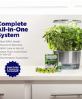 Harvest Elite 360 Indoor Hydroponic Garden System With Led Grow Light And Herb Kit On Countertop, Holds Up To 6 Pods, White