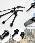Quick Release Bicycle Axle Kit For Mountain Bikes Front And Rear Hollow Hubs With Steel Axles Black Quick Release Shafts 4 Piece Set