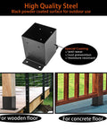 Heavy Duty 4x4 Post Base Brackets With Inner 3.6x3.6 Opening Black Powder Coated Steel for wooden and concrete floors
