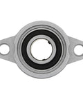 Flange-mounted pillow block bearing with 8mm bore, silver housing and two mounting holes