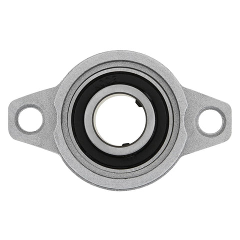 Flange-mounted pillow block bearing with 8mm bore, silver housing and two mounting holes