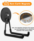 Heavy Duty Magnetic Hooks Set For Garage And Workshop Organization Strong Metal Magnets With Hooks Must Have For Metal Cabinets Pegboards Shelves Tools Shovels Brooms Garden Gear 2 Pack showing rare earth magnet details and L-shaped hook design.