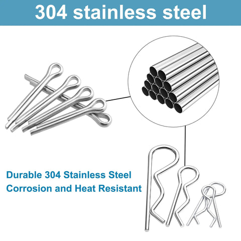200 Piece Cotter Pin Hairpin R Clips Set In 304 Stainless Steel Assorted 13 Sizes For Hitch Pin Locks Trucks And Engine Repair