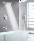 High Pressure 8 Inch Rain Shower Head Tub Spout Shower Faucet Set With Single Handle Valve Included Brushed Nickel Finish
