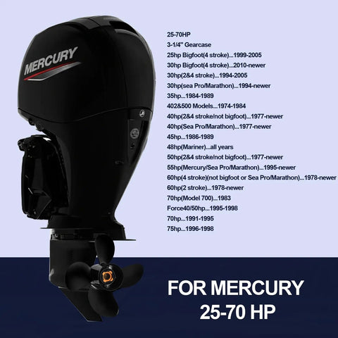 Aluminum Boat Propeller With Interchangeable Hub Kits For Mercury Outboards 30HP To 60HP Four Blade Right Hand Rotation 10.3 Inch Diameter 13 Pitch 13 Spline Includes Hub For Easy Swap Built For Speed And Quick Hole Shots