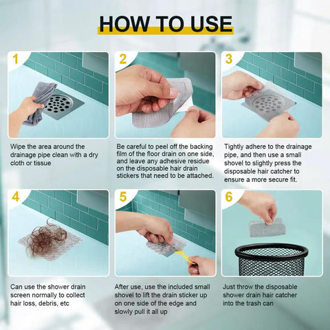 How to use Ditch Sneaky Drain Clogs Now With These Heavy Duty Disposable Hair Catcher Stickers in six simple steps.