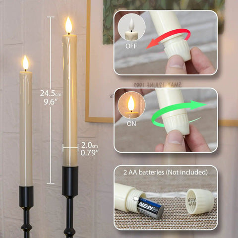 Flameless Taper Candles With Remote And Timer Battery Operated Led Flickering Ivory Plastic Candlesticks For Christmas Decor Three Pack With Realistic Drip Wax Look No Melt No Mess Safe Soft Glow