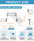304 stainless square pipe clamps set with U brackets and screws, featuring 1-3/8 inch fit and corrosion-resistant design, 10 pieces