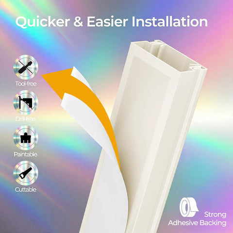 Hide Wall Wires Like A Pro With This Paintable Self Adhesive Cord Cover For 2 To 4 Cables, Beige Cable Raceway Easy Install
