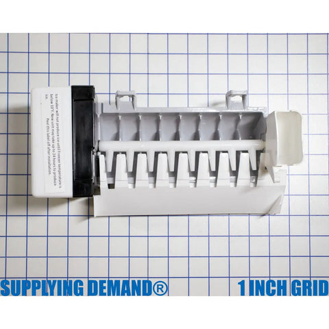 Top view of Beefed Up Eight Cube Ice Maker Assembly Replacement for Refrigerator Freezer, fits grid surface.