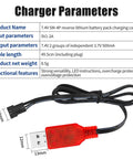 USB charger cable for 7.4V 600mAh Li Ion Two Pack Rechargeable Battery 2S with SM 4P plug for gel blaster, RC boat, and car use