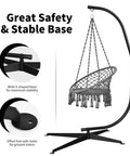 Heavy Duty Hammock Chair Stand For Hanging Chair With 360 Degree Rotation, Rust Resistant Steel C Stand, stable base shown