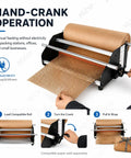 Manual Honeycomb Paper Dispenser Featuring A Smooth Crank Handle For Hassle Free Kraft Cushion Wrap And Compact Tabletop Packing Station To Keep Fragile Goods Totally Secure in use with hand-cranked operation feeding kraft paper.
