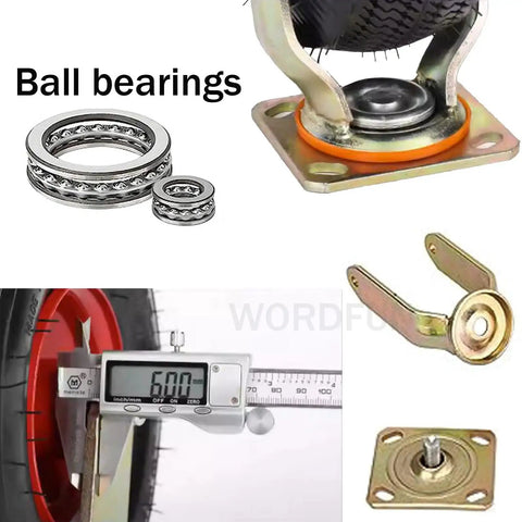 Heavy Duty Silent Swivel Casters With Chunky Rubber Tires Glide Smooth On Carpet Or Hardwood For Couches Desks Duffle Carts And Gear Bags At The Gym Or Garage Hangout parts including ball bearings and measuring wheel.