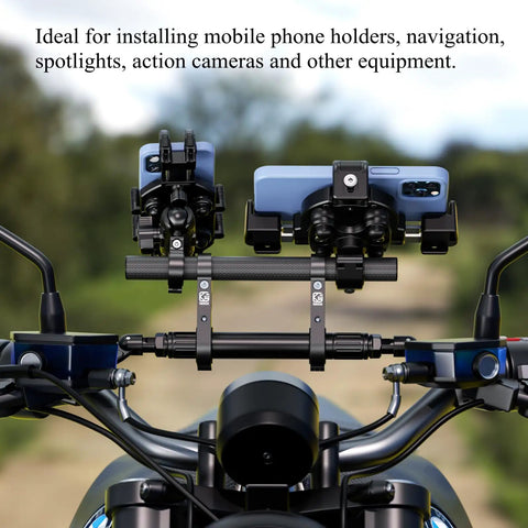 Carbon Fiber Handlebar Extender 9.45 Inch Long Cross Bar 22mm Diameter For Bike Motorcycle Setup With Phone Holder Mount