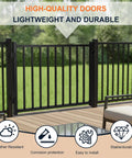 Tough As Nails Aluminum Deck Gate With Self Closing Hinge And Rust Proof Latch Setup For Screen Porch Fence, lightweight black gate.
