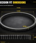Sick CVT Drive Belt For Your Can-Am Maverick Commander Outlander ATV UTV Fits 570 650 800 1000 Models showing dimensions and textured surface.