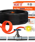 HEATIT pipe heating cable, 6 ft long, 7 W/ft, 120V; black heat tape with orange plug, CSA/ETL approved.
