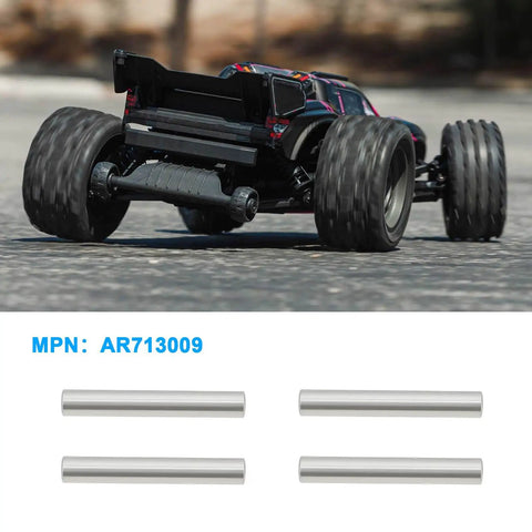 RC car on asphalt with 10 Piece RC Car Axle Pins 2.5x16.8mm AR713009 for Arrma 1 By 8 Typhon Buggy and Kraton Truck shown below
