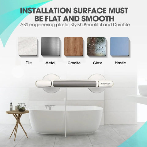 12 Inch No Drill Shower Grab Bar With Strong Suction Cup Safety Hand Rail For Bathtubs And Showers on various surfaces