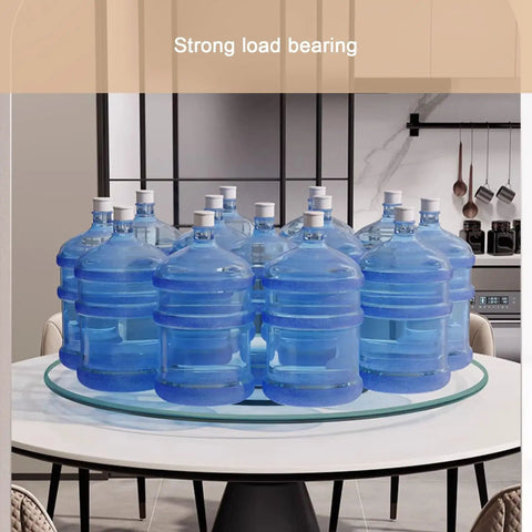 Round Tempered Glass Spin Turntable For Dining Tables With Durable Aluminum Bearing Perfect For Shareable Appetizers Dishes Cakes