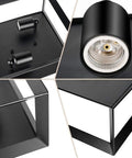 Close-up of Two Light Flush Mount Ceiling Light Fixture in Industrial Black Metal Finish with E26 Base, showing details and material.