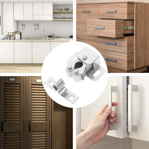 20 Sets Cabinet Door Ball Roller Latch Locks For Wardrobes And Cabinets Iron Material With High Hardness And Smooth Silver Finish