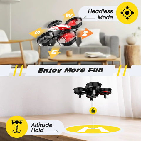 Mini Drone For Kids And Beginners Indoor RC Nano Quadcopter with Auto Hovering 3D Flips Headless Mode Red flying indoors.