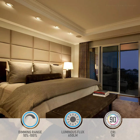 4 Inch Retrofit LED Gimbal Recessed Light Pack Of Four Dimmable Adjustable Downlight With Swivel Eyeball in bedroom setting