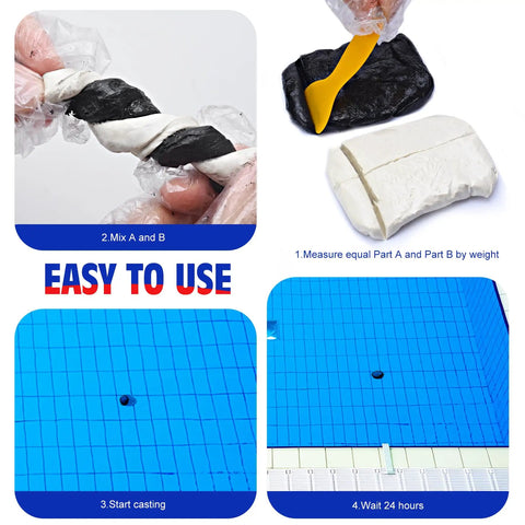 Underwater Ready Epoxy Putty Filler For Leaks And Cracks 8 Oz Multi Purpose Pool Repair Clay application process shown