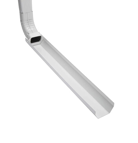 Dripper Flipper Vinyl Downspout Redirector White With Hinged Cup Design for metal and plastic gutters, fits 2x3 downspouts.