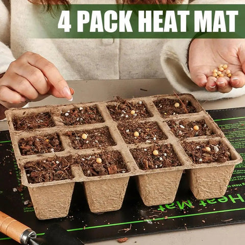 4 Pack Graphene Seedling Heat Mats For Plants Waterproof Heating Pads For Seeds Germination And Microgreen Trays Thick And Reusable 20W Fits 1020 Trays